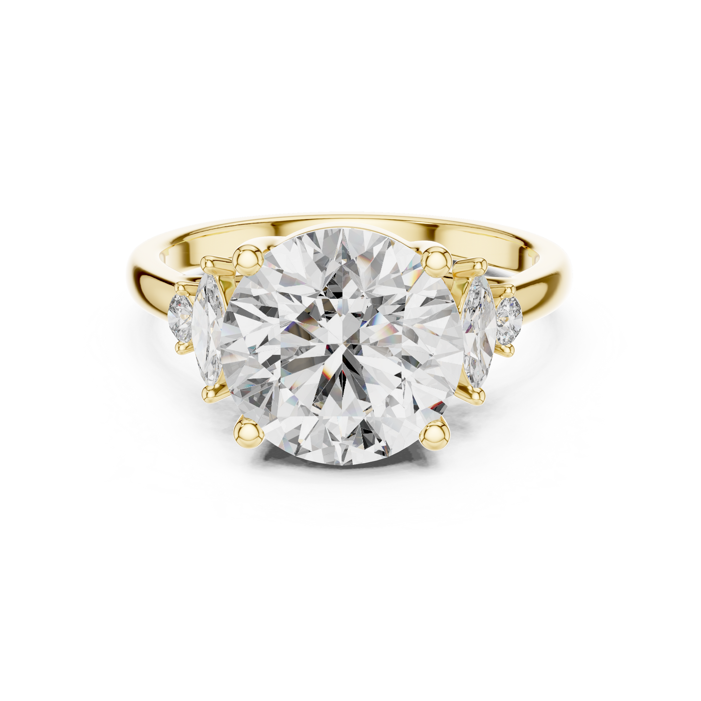 Brilliant Round Diamond with Botanical Leaf-Style Diamond