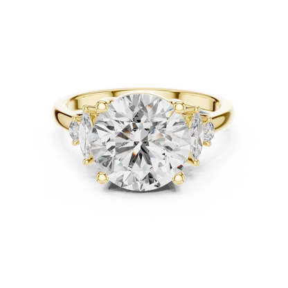 Brilliant Round Diamond with Botanical Leaf-Style Diamond