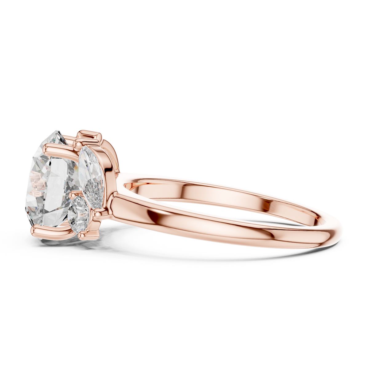 Brilliant Round Diamond with Botanical Marquise Diamond Shoulders