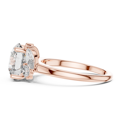 Brilliant Round Diamond with Botanical Marquise Diamond Shoulders