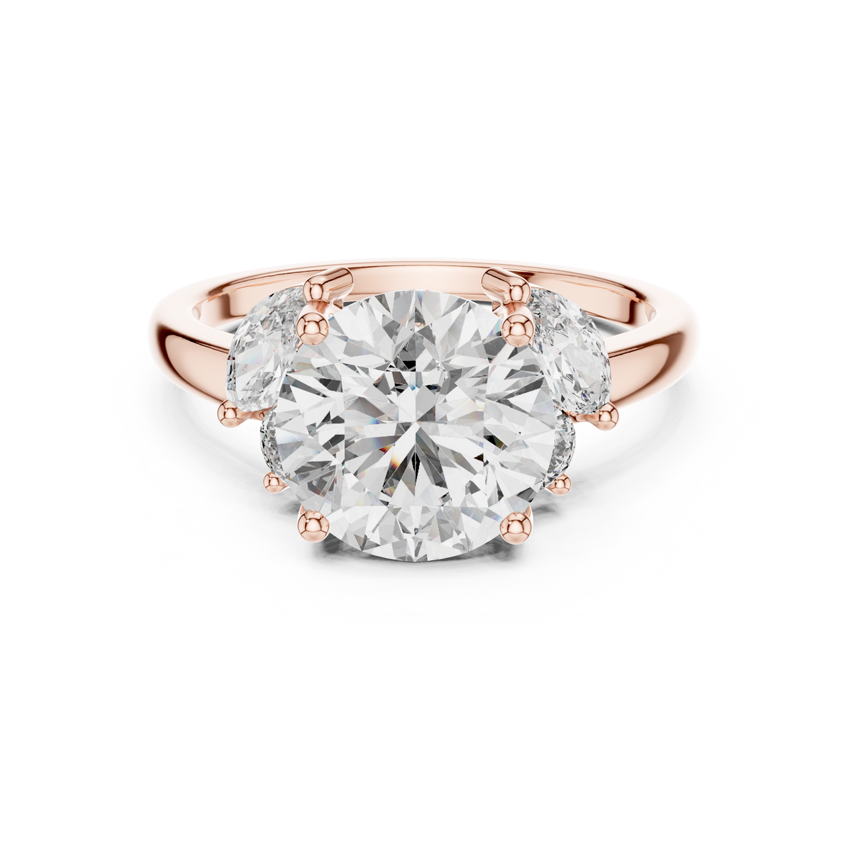 Brilliant Round Diamond with Botanical Marquise Diamond Shoulders