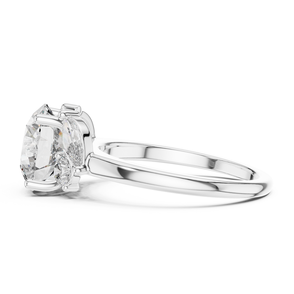 Brilliant Round Diamond with Botanical Marquise Diamond Shoulders