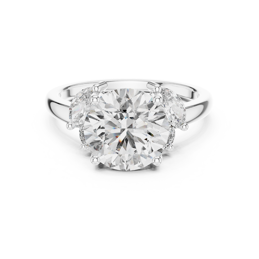 Brilliant Round Diamond with Botanical Marquise Diamond Shoulders