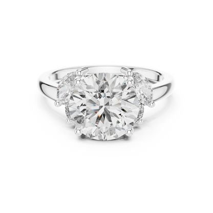 Brilliant Round Diamond with Botanical Marquise Diamond Shoulders