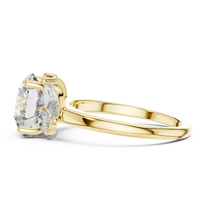 Brilliant Round Diamond with Botanical Marquise Diamond Shoulders