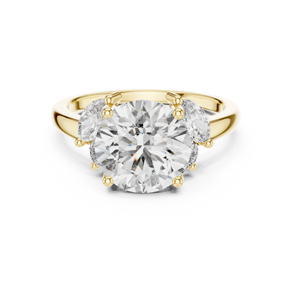 Brilliant Round Diamond with Botanical Marquise Diamond Shoulders