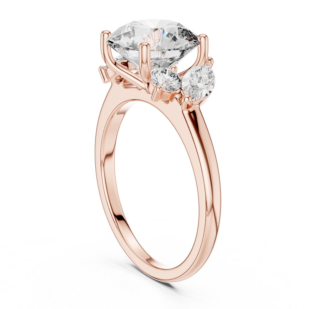 Brilliant Round Diamond with Botanical Marquise Diamond Shoulders
