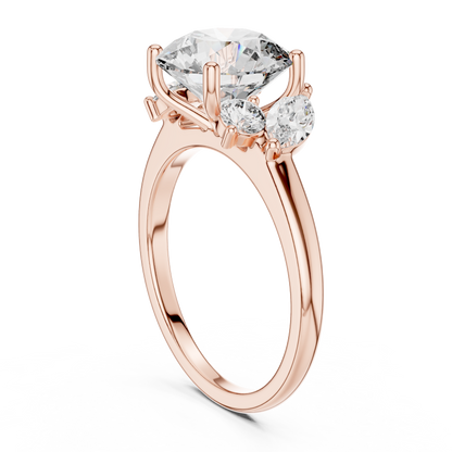 Brilliant Round Diamond with Botanical Marquise Diamond Shoulders