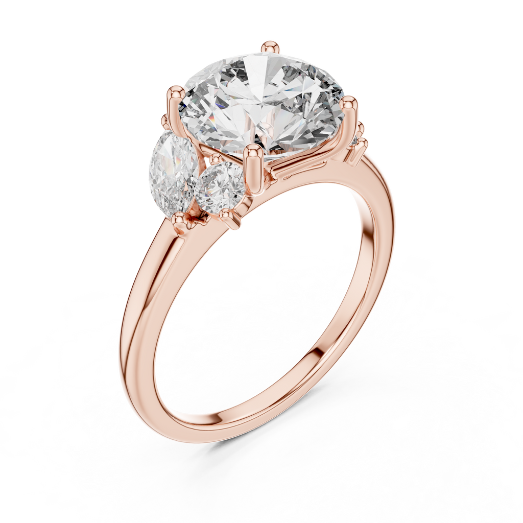 Brilliant Round Diamond with Botanical Marquise Diamond Shoulders
