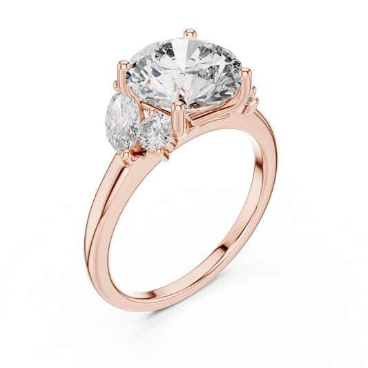 Brilliant Round Diamond with Botanical Marquise Diamond Shoulders