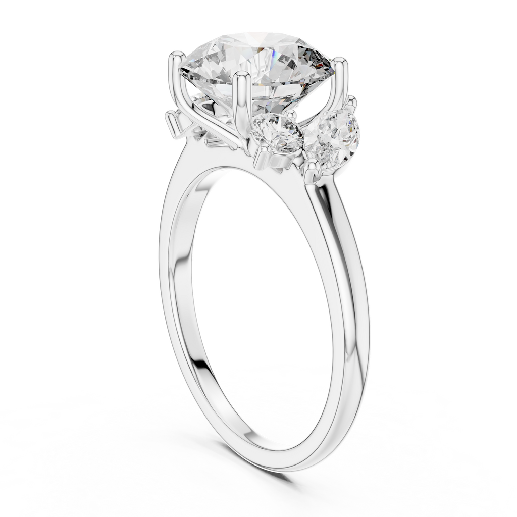 Brilliant Round Diamond with Botanical Marquise Diamond Shoulders