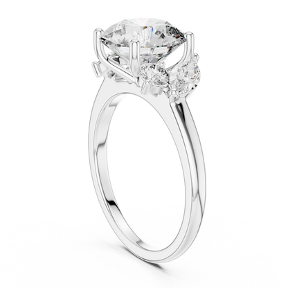 Brilliant Round Diamond with Botanical Marquise Diamond Shoulders