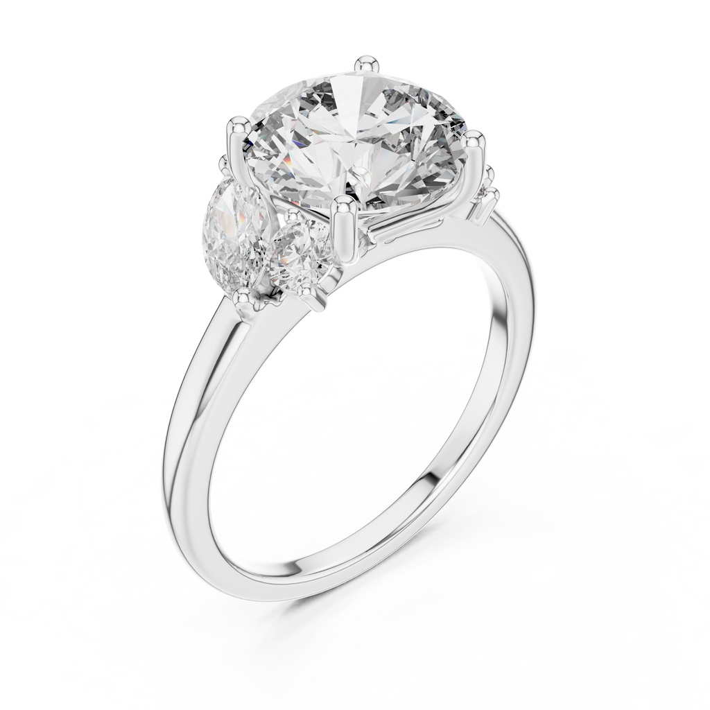 Brilliant Round Diamond with Botanical Marquise Diamond Shoulders