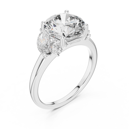 Brilliant Round Diamond with Botanical Marquise Diamond Shoulders