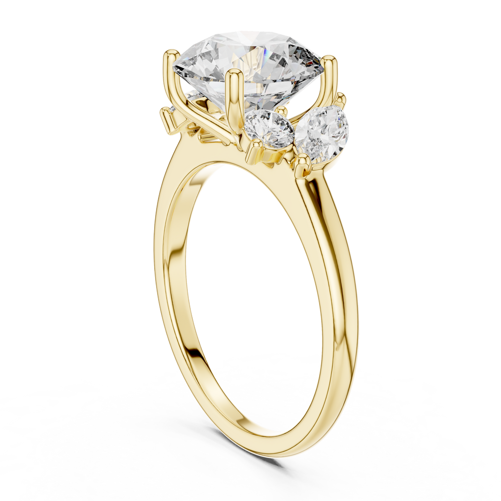 Brilliant Round Diamond with Botanical Marquise Diamond Shoulders