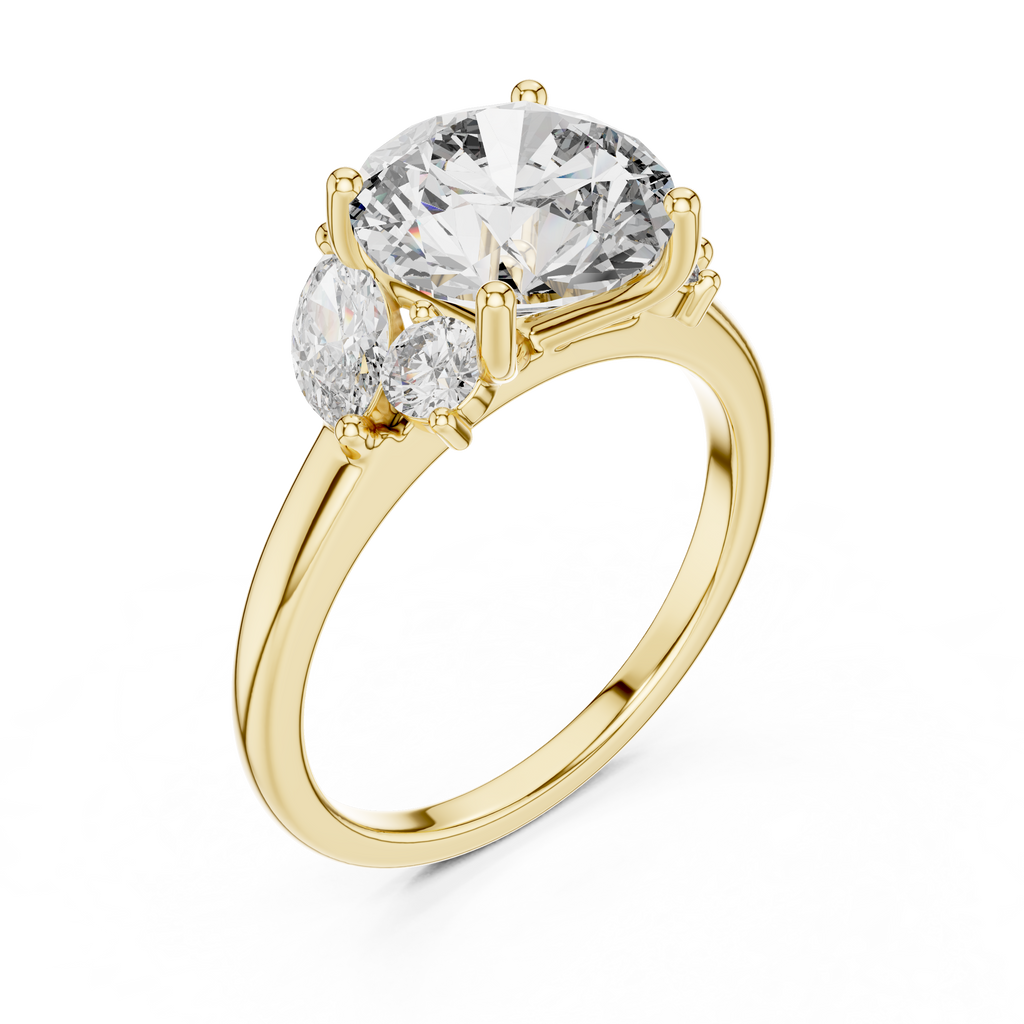 Brilliant Round Diamond with Botanical Marquise Diamond Shoulders