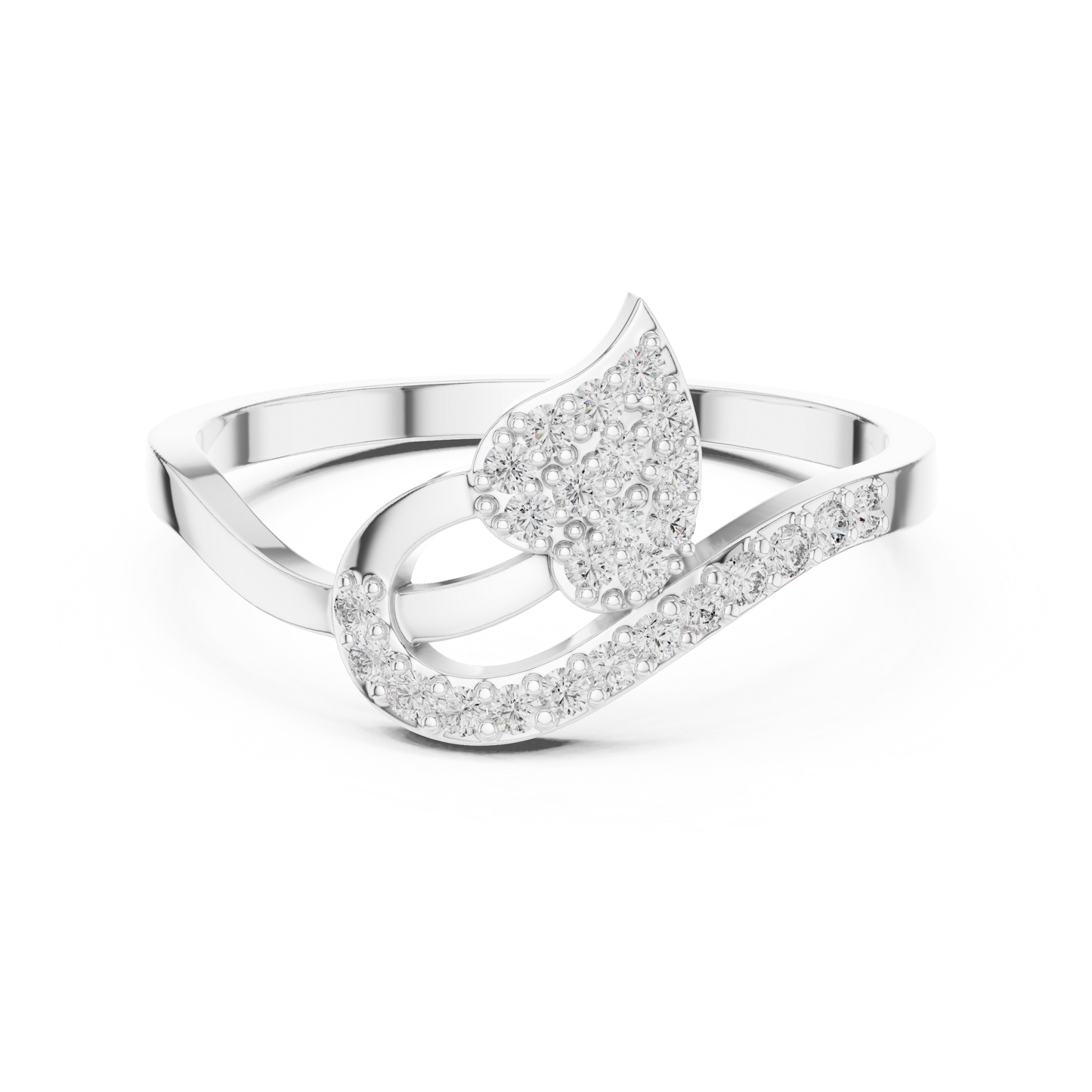 A Hand-Set Diamond Leaf Solitaire