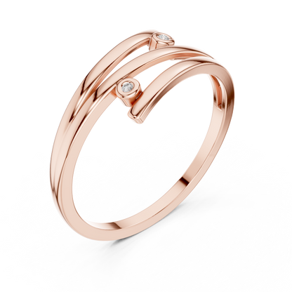 A Triple-Strand Bypass Ring with Bezel-Set Diamond Accents