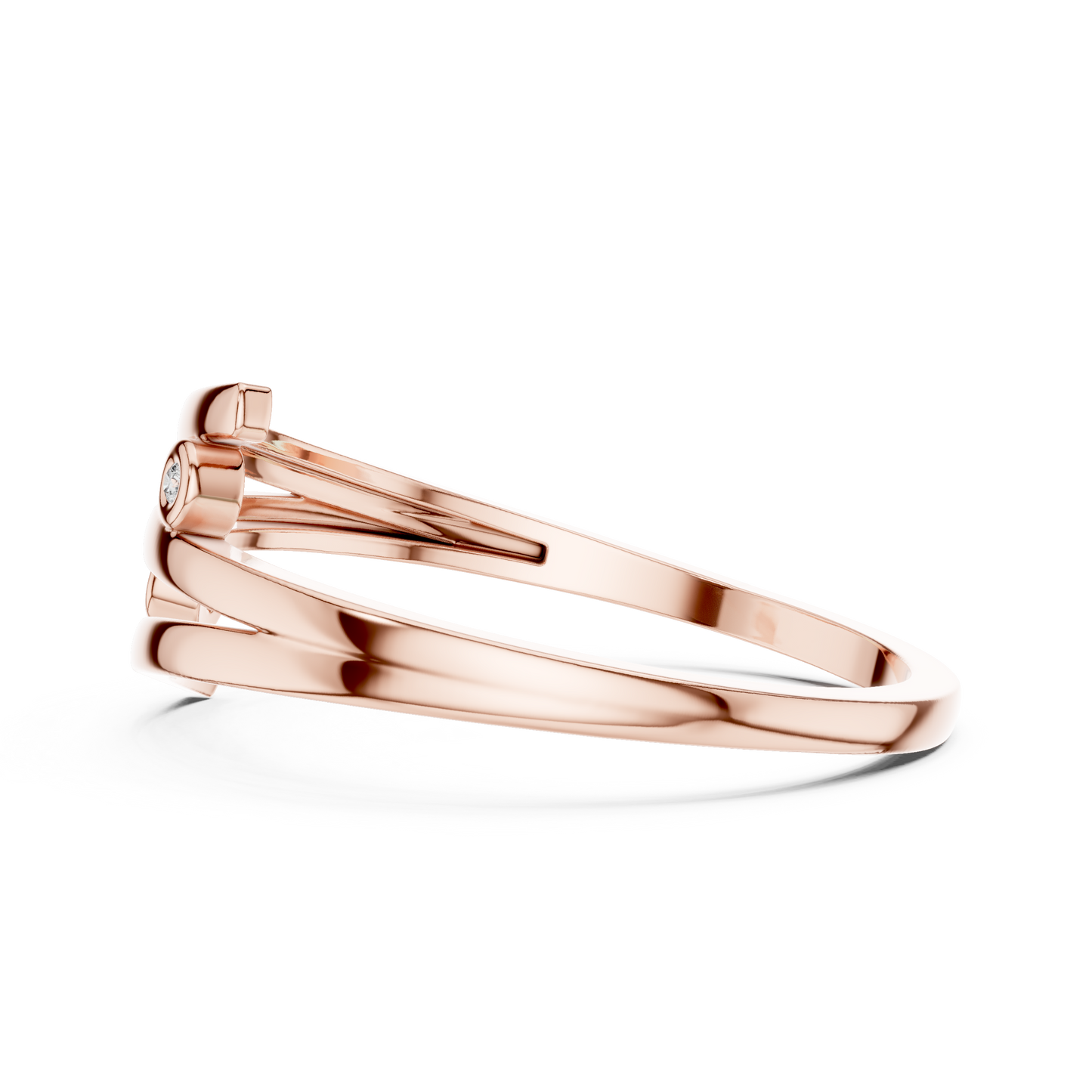 A Triple-Strand Bypass Ring with Bezel-Set Diamond Accents
