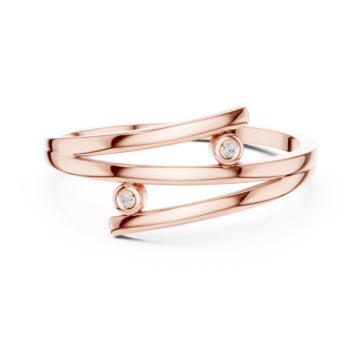 A Triple-Strand Bypass Ring with Bezel-Set Diamond Accents