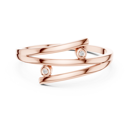 A Triple-Strand Bypass Ring with Bezel-Set Diamond Accents