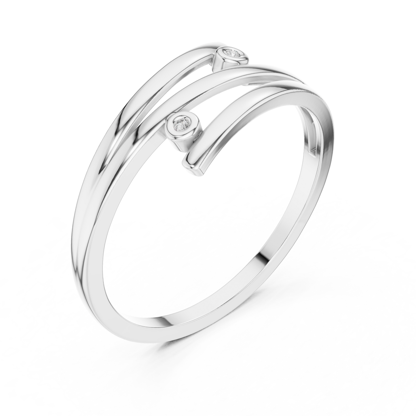 A Triple-Strand Bypass Ring with Bezel-Set Diamond Accents