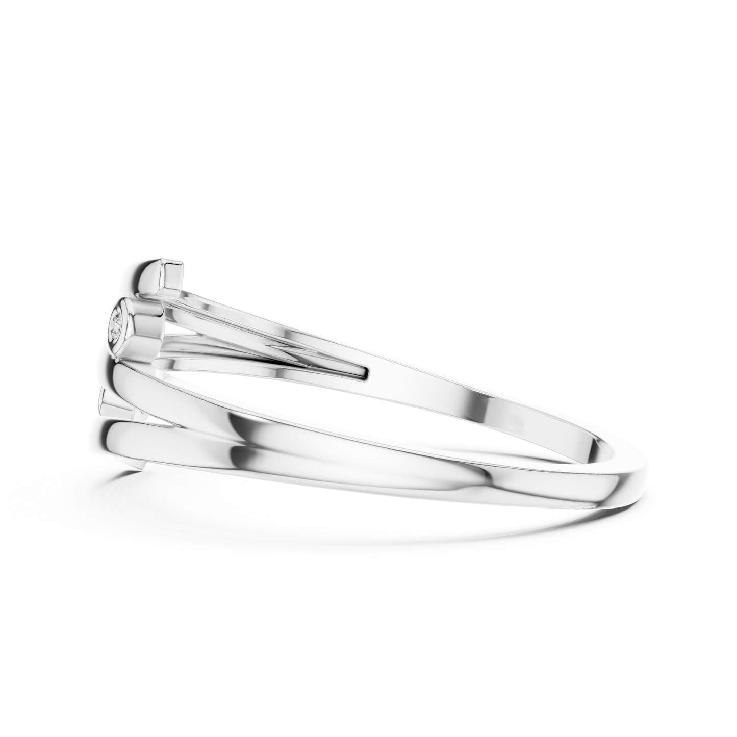 A Triple-Strand Bypass Ring with Bezel-Set Diamond Accents