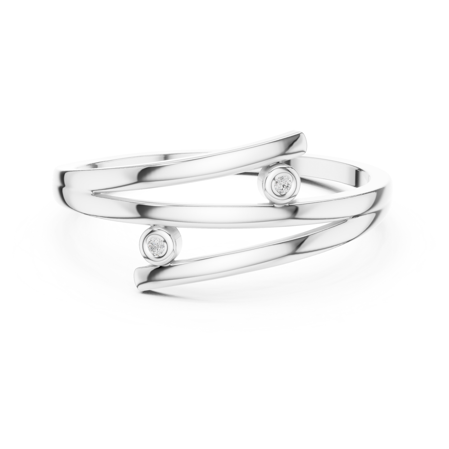 A Triple-Strand Bypass Ring with Bezel-Set Diamond Accents