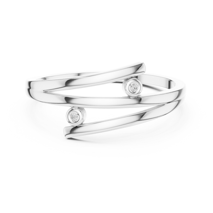 A Triple-Strand Bypass Ring with Bezel-Set Diamond Accents
