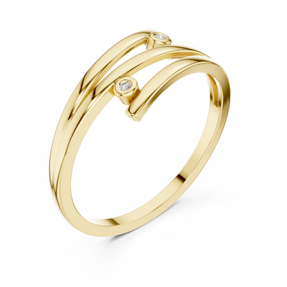 A Triple-Strand Bypass Ring with Bezel-Set Diamond Accents