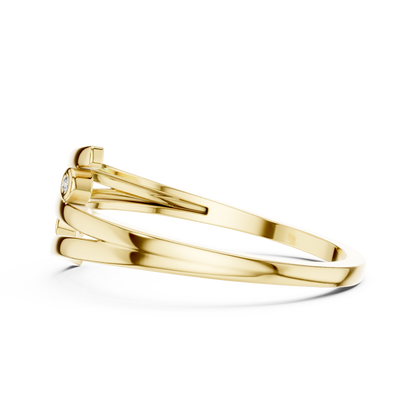 A Triple-Strand Bypass Ring with Bezel-Set Diamond Accents
