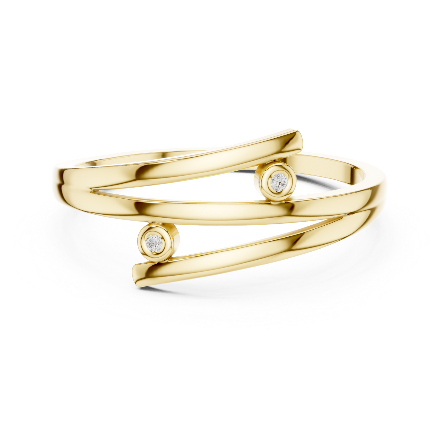 A Triple-Strand Bypass Ring with Bezel-Set Diamond Accents