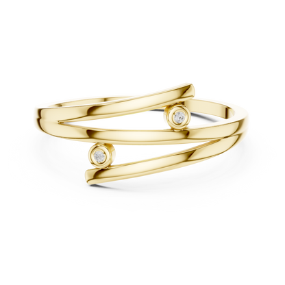 A Triple-Strand Bypass Ring with Bezel-Set Diamond Accents