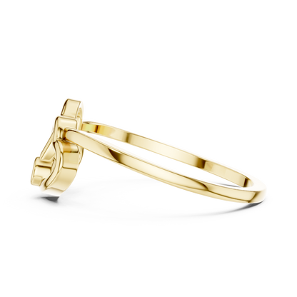 A Sculptural Double Heart Ring with a Radiant Diamond Accent