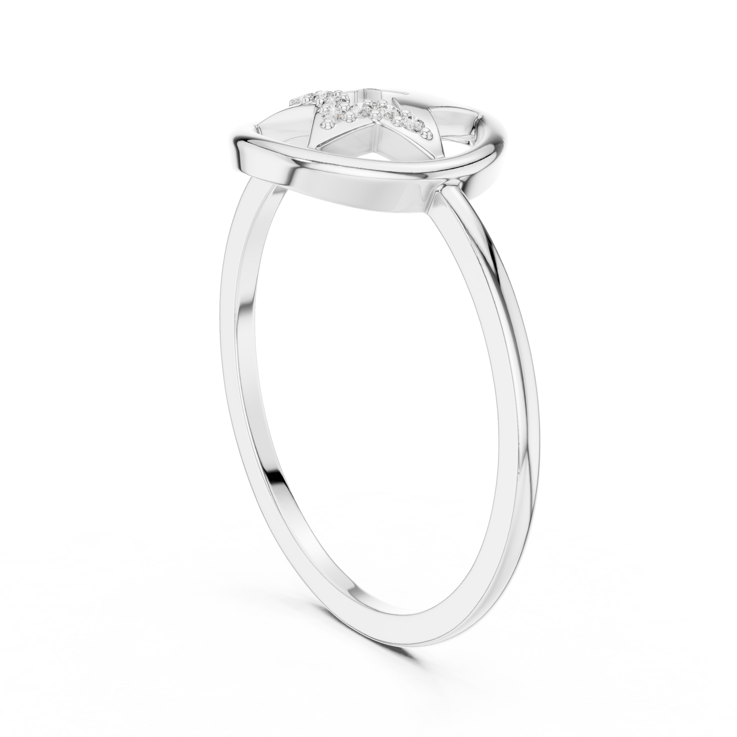 Diamond Accent Star Ring | Celestial Circle Ring for Women | Delicate Statement Jewelry Gift