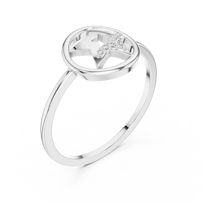 Diamond Accent Star Ring | Celestial Circle Ring for Women | Delicate Statement Jewelry Gift