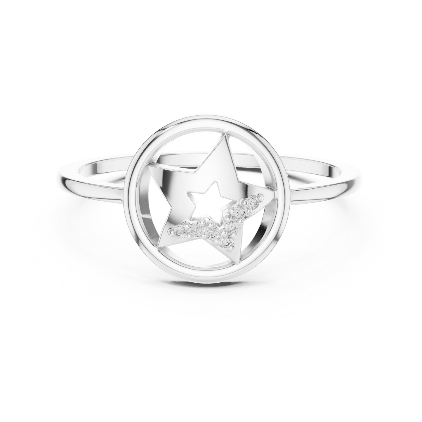 Diamond Accent Star Ring | Celestial Circle Ring for Women | Delicate Statement Jewelry Gift