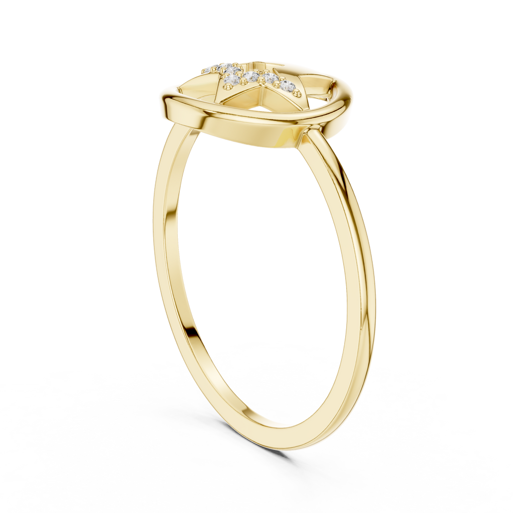 Diamond Accent Star Ring | Celestial Circle Ring for Women | Delicate Statement Jewelry Gift