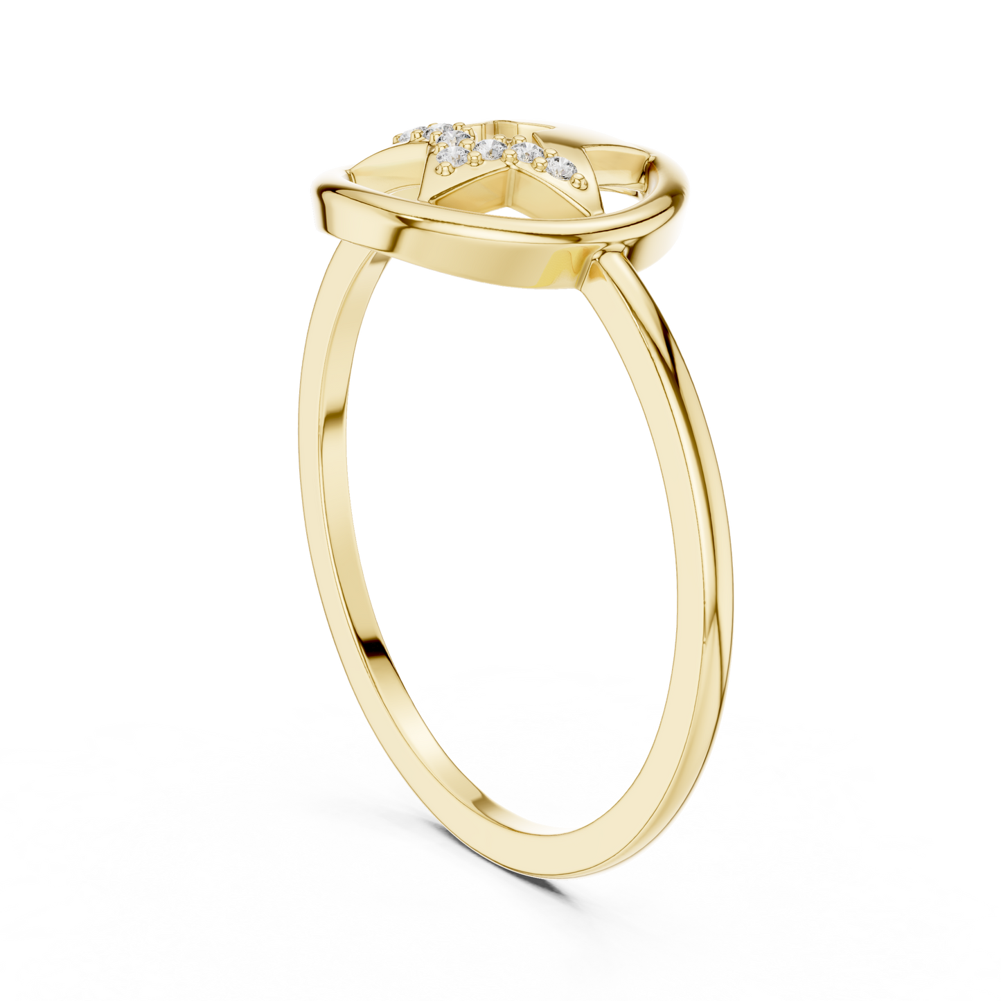Diamond Accent Star Ring | Celestial Circle Ring for Women | Delicate Statement Jewelry Gift