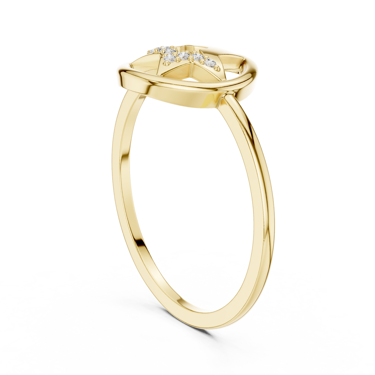 Diamond Accent Star Ring | Celestial Circle Ring for Women | Delicate Statement Jewelry Gift