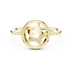Diamond Accent Star Ring | Celestial Circle Ring for Women | Delicate Statement Jewelry Gift
