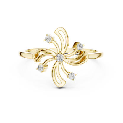 Elegant Floral Diamond Ring | Modern Flower Motif Ring for Women.
