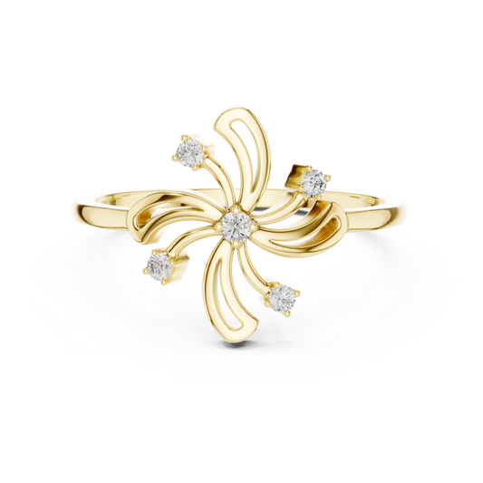 Elegant Floral Diamond Ring | Modern Flower Motif Ring for Women.