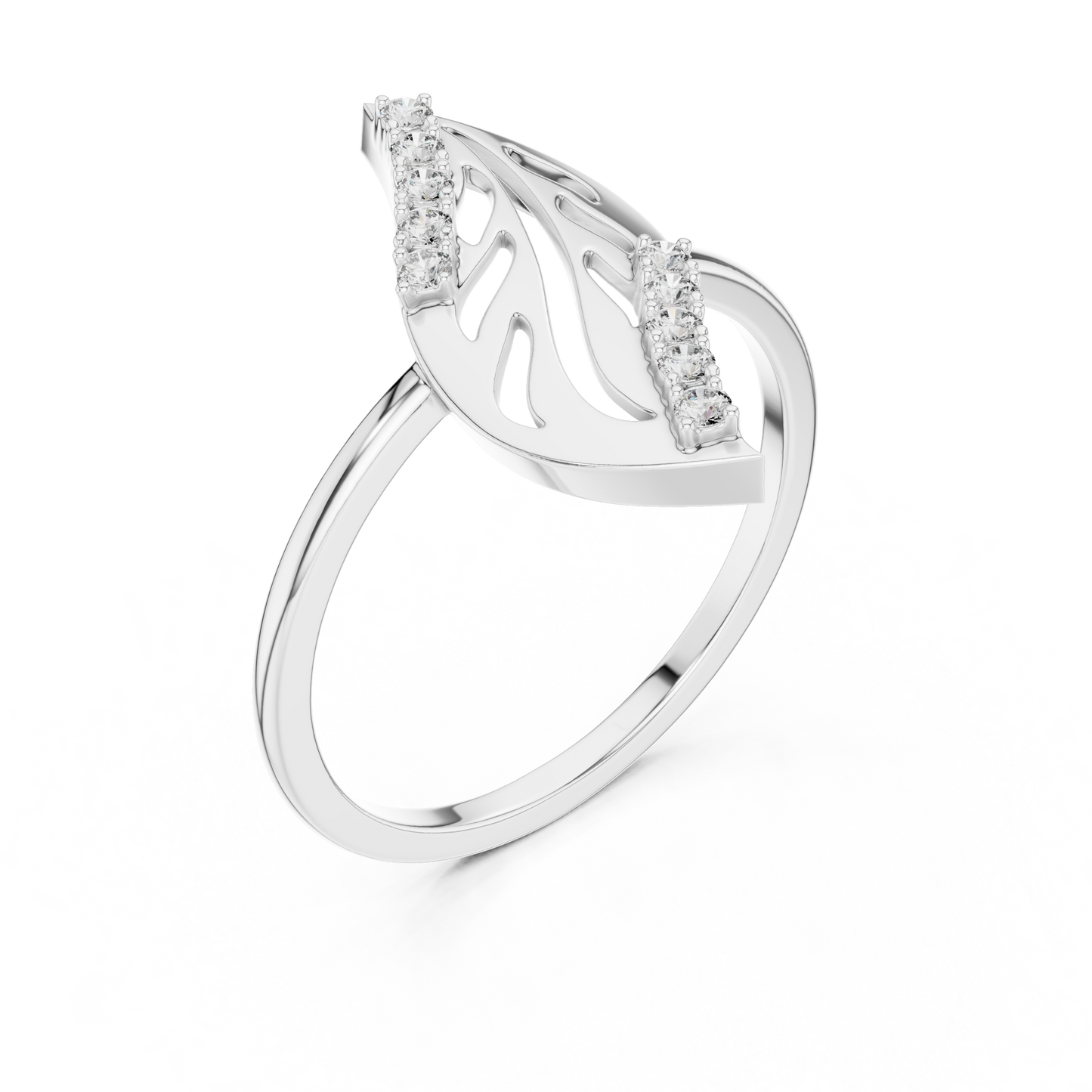 Designer Leaf Diamond Ring | Marquise Botanical Fashion Ring.