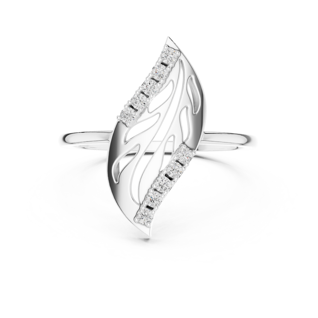 Designer Leaf Diamond Ring | Marquise Botanical Fashion Ring.