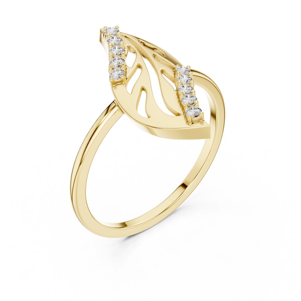 Designer Leaf Diamond Ring | Marquise Botanical Fashion Ring.