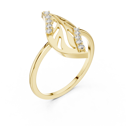 Designer Leaf Diamond Ring | Marquise Botanical Fashion Ring.
