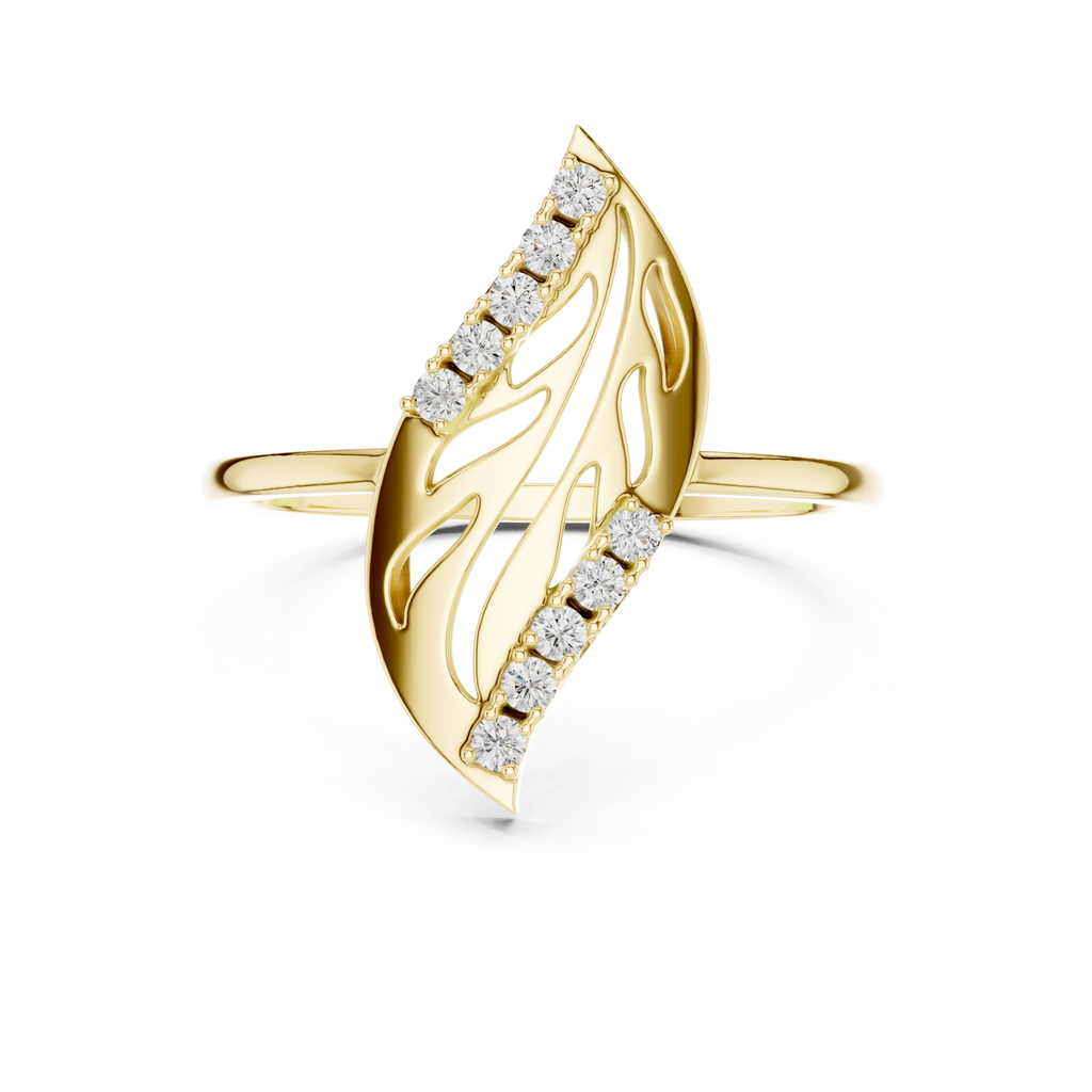 Designer Leaf Diamond Ring | Marquise Botanical Fashion Ring.