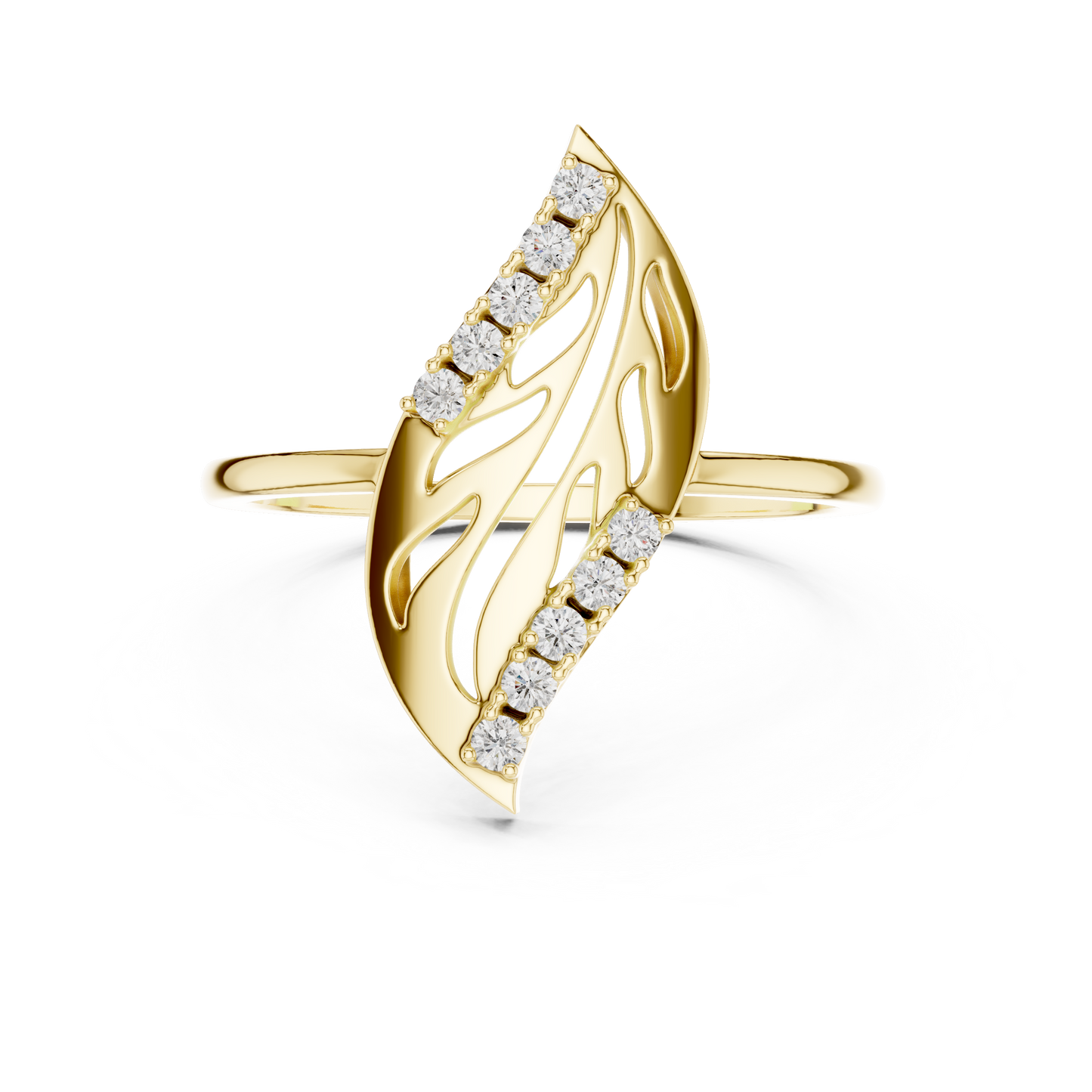 Designer Leaf Diamond Ring | Marquise Botanical Fashion Ring.