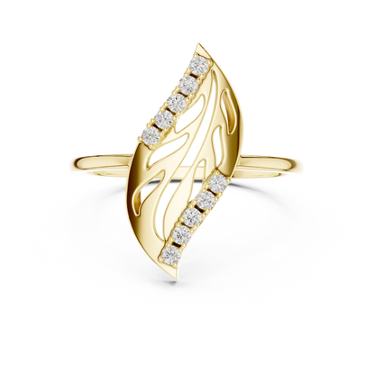 Designer Leaf Diamond Ring | Marquise Botanical Fashion Ring.